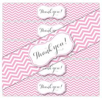 24 Thank You Chevron Waterproof Water Bottle Stickers (Pink)