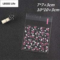 ShineBear 100pcs Thank You Clear Love Heart Resealable Gift Biscuits Candy Food Beans Cookie Handmade Self Adhesive Packing Bags - (Gift Bag Size: 7x7cm)