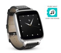 Beantech Smart Watch for Apple/Android Phones. 8GB of Music Storage. Silver with Leather Strap.