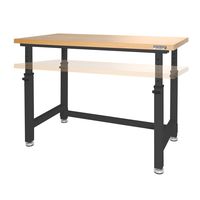 Seville Classics UltraHD Height Adjustable 4-Foot Heavy-Duty Wood Top Workbench Table, Satin Graphite