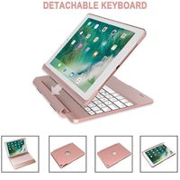 iPad Pro 9.7 Bluetooth Keyboard,Sammid 7 Color Backlit Wireless Detachable Aluminium Alloy Hard Keyboard With Full Protective Case Smart Cover Easy Use Smart Keyboard For 2016 iPad Pro 9.7 - Rose Gol