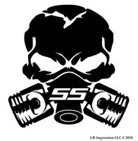 UR Impressions Blk SS Piston Gas Mask Skull Decal Vinyl Sticker Graphics for Cars Trucks SUV Vans Walls Windows Laptop|Black|5.5 Inch|UR691-B