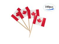 JBCD Canada Flag Canadian Flags,100 Pcs Cupcake Toppers Flag, Country Toothpick Flag,Small Mini Stick Flags Picks Party Decoration Celebration Cocktail Food Bar Cake Flags