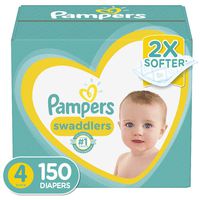 Diapers Size 4, 150 Count - Pampers Swaddlers Disposable Baby Diapers, ONE MONTH SUPPLY