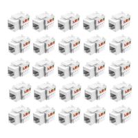 TENINYU 25-Pack RJ45 Keystone Jack Module Connector 568A/568B, Keystone Adapter Compatible Cat 6/5e/5 Connector,White