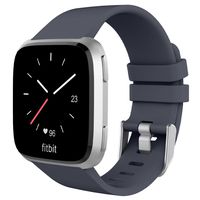 UMTELE for Fitbit Versa Bands, Silicone Replacement Sport Strap with Metal Buckle for Fitbit Versa, Large, Slate