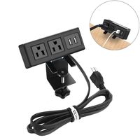 Desktop Edge Power Strip, Removable Clamp Power Outlet Socket with USB Port, 6.5 ft Extension Cord Connect 2 Plugs for Home Office Reading ¡­