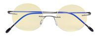 CessBlu Computer Reading Glasses Cut Blue Light Anti Glare Blocking UV Rays Eyeglasses for Men Women Rimless Round (Gunmetal)+0.5
