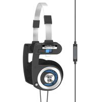 Koss Porta Pro with Microphone and Remote On-Ear Headphones, in-Line Microphone and Touch Remote Control, Collapsible Design, Wired with 3.5mm Plug, Black and Silver