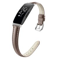 OenFoto Bands Compatible Fitbit Inspire & Inspire HR, Adjustable Leather Replacement Accessories Wristband Strap for Fitbit Inspire & Inspire HR Smartwatch, Women Men, Gray Small