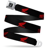 Buckle-Down Seatbelt Belt - HONDA Motorcycle Logo Black/Red - 1.0" Wide - 20-36 Inches in Length