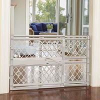 North States Mypet Paws 40" Portable Pet Gate: Expands & Locks In Place with No Tools. Pressure Mount. Fits 26"- 40" Wide (23" Tall, Light Gray)
