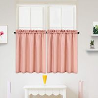 IDEALHOUSE Pink Tier Curtains,Waffle Woven Textured Short Window Curtain for Cafe,Bathroom,Kitchen & Kids Bedroom Rod Pocket Curtains (2 Panels, 30Inch Wide by 36Inch Long)
