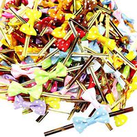 LEFV Twist Tie Bows for Bakery Cookies Candies Dessert Popcorn Wedding Party Favors Cello Bag Wraping, Polka Dot, Assorted Colors, Grosgrain Ribbon (50 pcs)