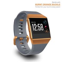 AIUNIT Compatible Fit bit Ionic Bands for Men Women Teens Kids Gray Small with Burnt Orange Buckle, Replacement Strap Sport Accessory Wristband for Fit bit Ionic Smart Watch