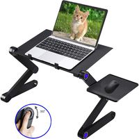 Adjustable Laptop Table Stand for Bed Sofa All Aluminium Alloy Standing Office Ergonomic Office Lap Desk Portable Lightweight Compatible Notebook Tablets with Adjustable Mouse Pad