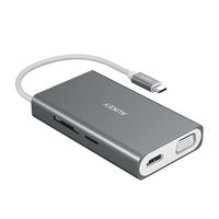 AUKEY USB C Hub [All in ONE] with Ethernet, 100W Power Delivery, 4K HDMI, VGA, SD/TF Card Reader, 2 USB 3.0 Ports for MacBook Pro 2017 iMac, Google Chromebook Pixelbook (Space Gray)