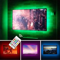 TV LED Backlights USB LED Strip Lighting for 60 65 inches Behind TV Monitor Sony LG Samsung HDTV Game Room Home Movie Theater Decor Lights, Color Changing RF Remote Cover 4 Sides