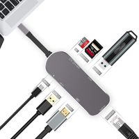 SHUSY USB C Hub,7 in 1 Thunderbolt Type-C Adapter 2 USB-C 3.0 Ports,SD/TF Card Reader,4K HDMI & PD Charging MacBook Pro,Google Chromebook More Type C Devices (Gray) ...