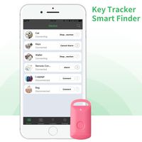 Key Finder, CC-Show Wireless GPS Phone Locator, Smart Wallet Tracker, Anything Anti Lost Alarm with Selfie Shutter/Remote Control for iOS/Android App, Padlock Shape (Pink)