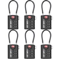 TSA Compatible Travel Luggage Locks, Inspection Indicator, Easy Read Dials - 1, 2 & 4 Pack (Large, BLACK 6 PACK)