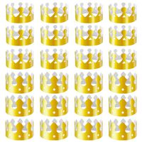 28 Pack Gold Paper Crown Gold Foil Party Crown Hat Cap for Birthday Celebration Baby Shower Photo Props (2 Styles)