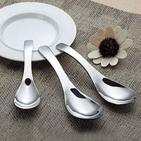 Sacow Soup Spoons, Stainless Steel Soup Spoons Round Earl Dinner Spoon Flatware Tableware Silver 14cm/15cm/16.5cm (L)