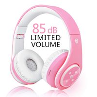 Wireless Bluetooth Headphones Girls,VOTONES 85dB Volume Limited Kids Headset Foldable Over Ear,Great Gifts for Study Children Earphone Compatible with Smartphones PC Tablet-Pink