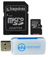 Kingston 256GB SDXC Micro Canvas Select Memory Card and Adapter Bundle Works with Samsung Galaxy A50, A40, A30 Cell Phone (SDCS/256GB) Plus 1 Everything But Stromboli (TM) MicroSD and SD Card Reader