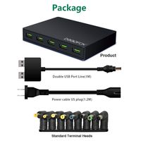 DEEPFOX Multi USB Charging Station with QC3.0 Portable USB Quick Charger Multi Ports for Phones Laptop Tablets 65W PowerPort 5 Multi USB Wall Charger for Travel, Office & Home