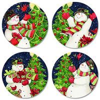 Snowman Tree Envelope Seals - Set of 144 Self-Adhesive, Flat-Sheet, 1-1/2" Sticker Seals