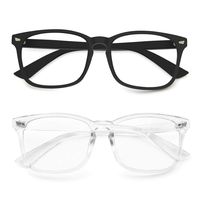 Blue Light Blocking Glasses Square Frame- Sleep Better, Reduce Eyestrain & Fatigue When Gaming, Tablet/Phone Reading, TV (Matte Black and Transparent)