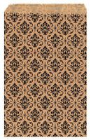200 pcs Damask Paper Gift Bags Shopping Sales Tote Bags 6" x 9" Brown with Black Damask Design