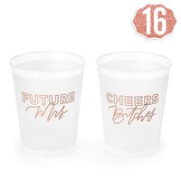xo, Fetti Bachelorette Party Future Mrs + Cheers Cups - Rose Gold, 16 Count, 16 Oz. | Bridal Shower, Engagement Party Decoration and Bride to Be Gift