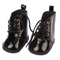 Wenini 18 Inch Doll Bandage Leather Shoes, Our PU Shoes Will Fit for American Doll Accessory Girl's Toy, Kids Birthday Festival Gift (Black)