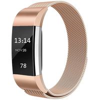 LNOOIU Replacement Bands Compatible with Fitbit Charge 2, Stainless Steel Bands Adjustable Accessory Wristband for Charge 2 Bracelet Women Men Girls Boys - Rose Gold Small