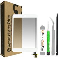 RepairPartsPlus iPad Mini 1 Screen Replacement Glass Touch Digitizer Premium Repair Kit with Tools and Home Button/Ic Connector (White)