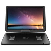 COOAU 17.9" Portable DVD Player with 15.6" Large Swivel Screen, 6 Hrs Long Lasting Built-in Battery, Region Free, Stereo Sound, with Remote Controller,SD+USB+AVin+AVout+Earphone Port. Black