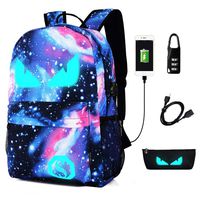 FLYMEI Galaxy Backpack, Anime Luminous Backpack with USB Port, Lightweight Travel Backpack for Boys/Girls, 15.4 Inch Laptop Bag for Work
