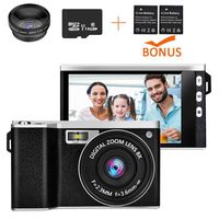Video Camera Camcorder, iBosi Cheng Video Camera Camcorder Digital YouTube Vlogging Camera Recorder 24MP Full HD 12 Digital Zoom 4.0 inch IPS Screen Camera with Wide-Angle Lens