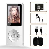 Portable MP3 Player, Aigital Mini Music Player with 32GB TF Card and Earphones, Expend Memory to 128GB, Multi-Functional and Economic MP3 with Video/FM Radio/E-Book/Record Function - Elegant White