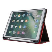 Sammid 12.9 Inch New iPad 2018 Case, Pu Leather Full Body Protective Cover with Card Slot Tri-fold Stand Business Cover with Pen Holder Easy Viewing Hand Strap Case for 2018 iPad Pro 12.9 - Red
