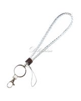 Braided PU Leather Wristlet Keychain for Key, ID Holder, Cell Phone, USB, or Camera (Silver)