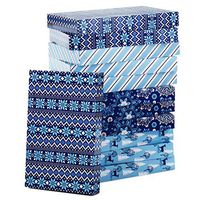 Hallmark Holiday Designed Shirt Boxes, Snowy Blues (Pack of 12) Snowflakes, Stripes, Sweater Pattern, Reindeer