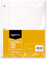 AmazonBasics Wide Ruled Loose Leaf Filler Paper, 120 Sheet, 10.5 x 8 Inch, 6-Pack