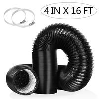 4 Inch 16FT Air Duct,Insulation Aluminum Clothing Dryer Hose,Black PVC Lightproof Vent Hose for Fan Filter and Grow Tent, 2 Clamps Include