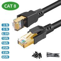 CAT8 Ethernet Cable 3 ft - 40Gbps 2000Mhz High Speed Internet Cable Cord with RJ45 Gold Plated Connector for Switch,Faster Than cat6/Cat7 Network Router - 1m