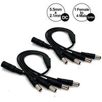 Camview DC Power Cable Splitter 1 Female to 4 Male 5.5mm X 2.1mm DC Splitter Cable, DC Power Supply Branch Cable for CCTV Camera,LED Strip Light DC Jack Y Splitter(2 Pack)