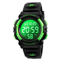 Boys Digital Watch Outdoor Sports 50M Waterproof Electronic Watches Alarm Clock 12/24 H Stopwatch Calendar Wristwatch - Black Green