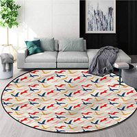 Birds Dining Room Home Bedroom Carpet Floor Mat,Pelicans Silhouettes Non-Slip Living Room Soft Floor Mat Round-51